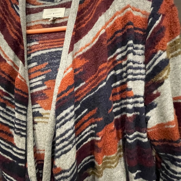 Lucky Brand Sweater Waterfall Cardigan Aztec Drape Open Front Western Small - Picture 9 of 12
